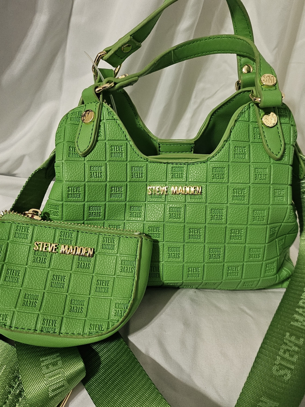 Steve Madden Green Textured Shoulder Bag with Coin Pouch
